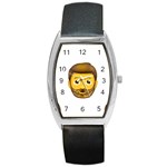 Emoji Bearded Man Barrel Style Metal Watch