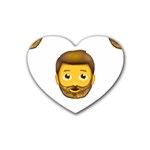 Emoji Bearded Man Rubber Heart Coaster (4 pack)