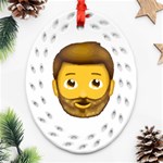 Emoji Bearded Man Ornament (Oval Filigree)