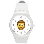 Emoji Bearded Man Round Plastic Sport Watch (M)