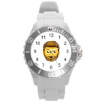 Emoji Bearded Man Round Plastic Sport Watch (L)