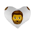 Emoji Bearded Man Standard 16  Premium Heart Shape Cushion 