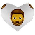 Emoji Bearded Man Large 19  Premium Heart Shape Cushion