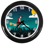 Halloween Witch Befana Wall Clock (Black)