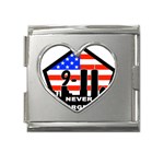 911 Never Forget Mega Link Heart Italian Charm (18mm)