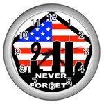 911 Never Forget Wall Clock (Silver)