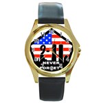 911 Never Forget Round Gold Metal Watch