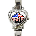 911 Never Forget Heart Italian Charm Watch