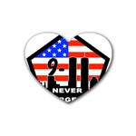 911 Never Forget Rubber Heart Coaster (4 pack)