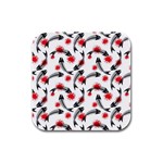 Halloween Skeleton Fish Rubber Square Coaster (4 pack)