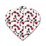 Halloween Skeleton Fish Dog Tag Heart (One Side)