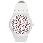 Halloween Skeleton Fish Round Plastic Sport Watch (M)