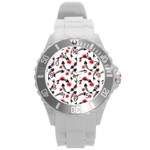 Halloween Skeleton Fish Round Plastic Sport Watch (L)