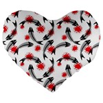 Halloween Skeleton Fish Large 19  Premium Heart Shape Cushion