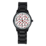 Halloween Skeleton Fish Stainless Steel Round Watch