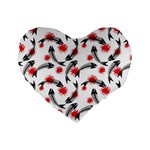 Halloween Skeleton Fish Standard 16  Premium Flano Heart Shape Cushion 