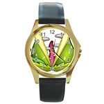  Venus Flytrap Monster Round Gold Metal Watch