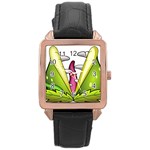  Venus Flytrap Monster Rose Gold Leather Watch 