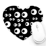 black white eyes Heart Mousepad