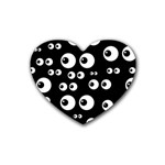 black white eyes Rubber Coaster (Heart)