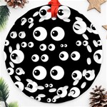 black white eyes Ornament (Round Filigree)