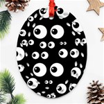 black white eyes Oval Filigree Ornament (Two Sides)