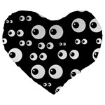 black white eyes Large 19  Premium Heart Shape Cushion