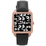 black white eyes Rose Gold Leather Watch 