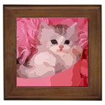 pink fluffy kitten Framed Tile