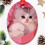 pink fluffy kitten Ornament (Oval)