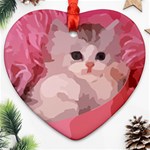 pink fluffy kitten Ornament (Heart)