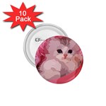 pink fluffy kitten 1.75  Button (10 pack) 