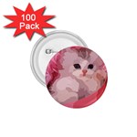 pink fluffy kitten 1.75  Button (100 pack) 