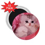 pink fluffy kitten 2.25  Magnet (10 pack)