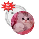 pink fluffy kitten 2.25  Button (100 pack)