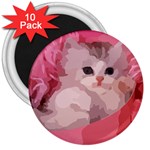 pink fluffy kitten 3  Magnet (10 pack)