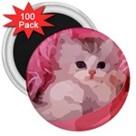 pink fluffy kitten 3  Magnet (100 pack)