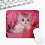 pink fluffy kitten Large Mousepad