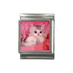 pink fluffy kitten Italian Charm (13mm)