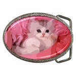 pink fluffy kitten Belt Buckle