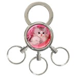 pink fluffy kitten 3-Ring Key Chain