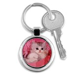 pink fluffy kitten Key Chain (Round)