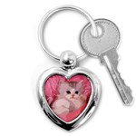 pink fluffy kitten Key Chain (Heart)