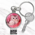 pink fluffy kitten Nail Clippers Key Chain