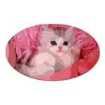 pink fluffy kitten Magnet (Oval)