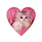 pink fluffy kitten Magnet (Heart)