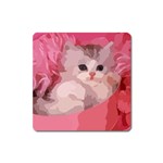 pink fluffy kitten Magnet (Square)