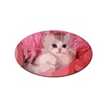 pink fluffy kitten Sticker Oval (10 pack)