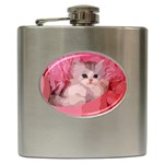 pink fluffy kitten Hip Flask (6 oz)