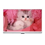 pink fluffy kitten Business Card Holder